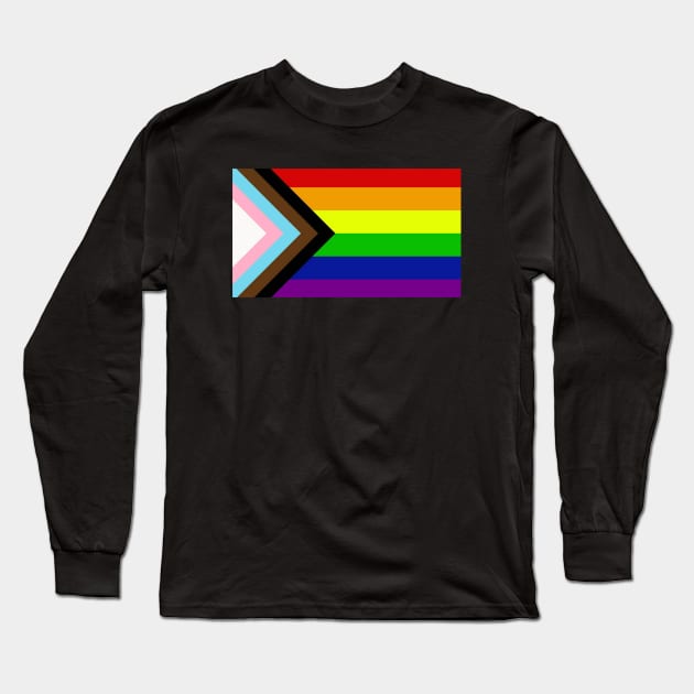 Progress Pride Rainbow Flag For Inclusivity Long Sleeve T-Shirt by PowderShot